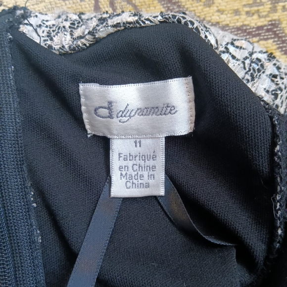 Ruffled lace Dynamite mini dress beige and black lace size 11 - Picture 6 of 13